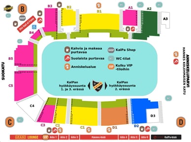 kuopion jäähalli katsomokartta