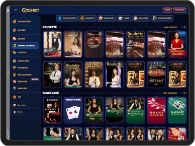 Casino en direct Golobet avec roulette.