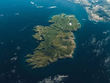 Satellite view of the island of Ireland from space