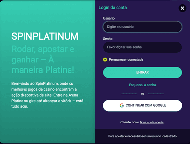 Login no Spin Platinum online
