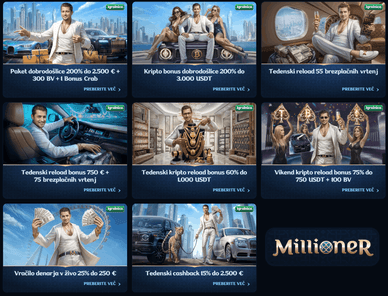 Millioner spletna igralnica bonusi