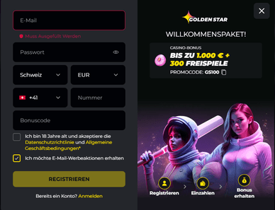 Registrierung Registrierung im Golden Star Casino