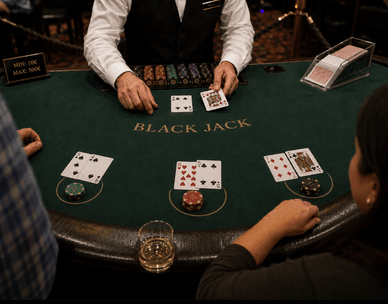 Blackjack-Spiel an einem Tisch in der Spielbank Schenefeld
