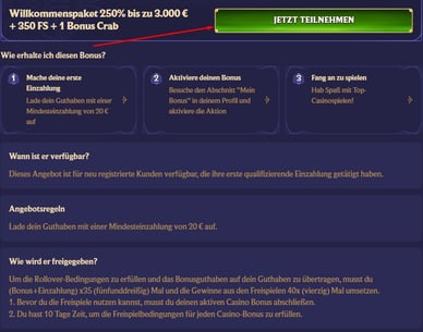 Einzahlungsbonus im Willkommensbonus Casino mit Paysafe Einzahlung