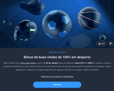 Bônus de boas-vindas Twin Casino