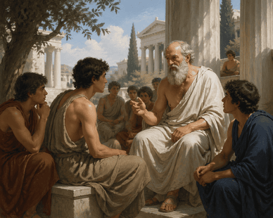 Νέος άνδρας συναντά τον Σωκράτη