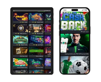 موقع BetWinner على الأجهزة المحمولة يعرض ألعاب السلوتس وعرض الاسترداد النقدي (Cashback)