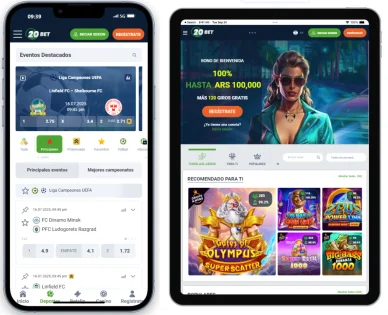 Versión móvil del sitio web de 20Bet