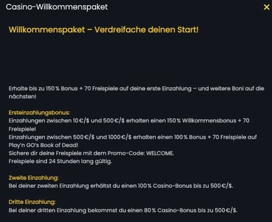 Willkommensbonus für neue Spieler Velobet-Casino Willkommensbonus