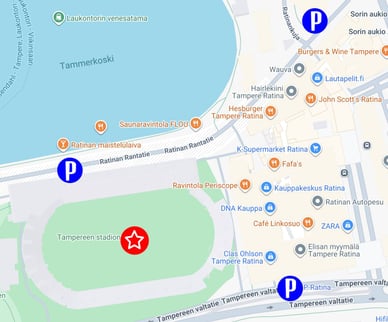 ratinan stadion pysäköinti