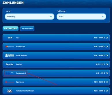 Zahlungen im Willkommensbonus Paysafecard Casinos