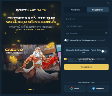 Registrierung im Fortune Jack Casino Schnelle Registrierung im Fortune Jack Casino