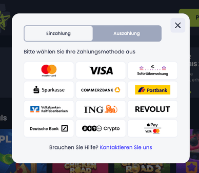 Zahlungsmethode im Casino Einzalung im Starzino Online Casino