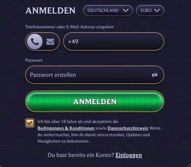 Anmeldung im Casino Registrierung in Casino LolaJack