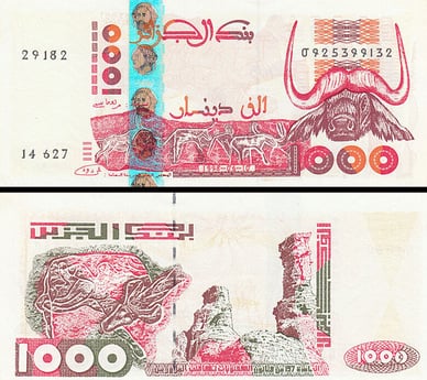 1000 dinari algerini del 1992 e 1998