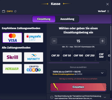 Die Einzahlung im SpinLander Die Einzahlung im SpinLander Casino