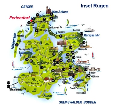 Insel Rügen – Karte der Insel