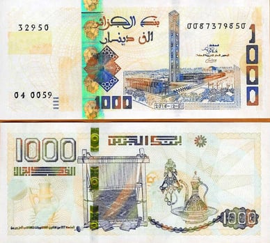1000 dinari algerini del 2018