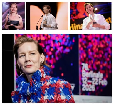 Sandra Hüller mit ihren Auszeichnungen – „Goldene Palme“, „Silberner Bär“, „Oscar“-Nominierung