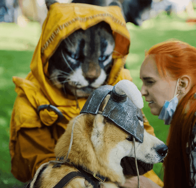 Учасник конкурсу Dog Cosplay Contest на фестивалі Comic Con Ukraine Учасник конкурсу Dog Cosplay Contest