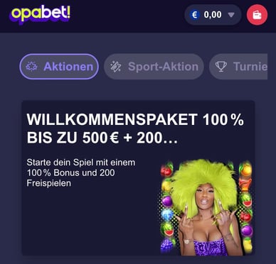 Willkommensbonus Casino Opabet
