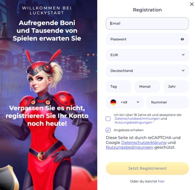 Casino Registrierung Lucky Start Casino Registrierung