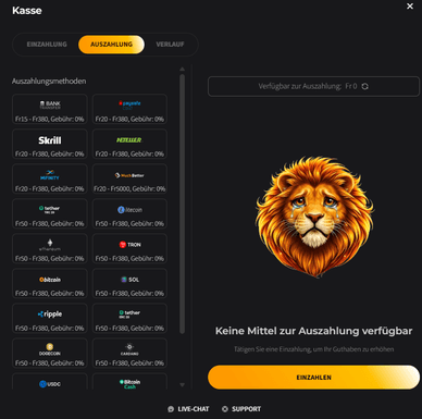 Auszahlungen Auszahlungen im WildChance Casino