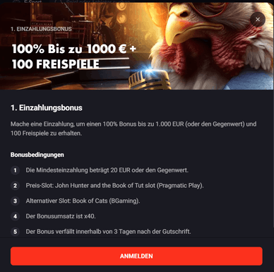 RoosterBet Online Casino Willkommensbonus
