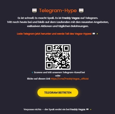 Telegram-Kanal mit täglichen Belohnungen Freddy Vegas Casino: Telegram-Kanal mit täglichen Belohnungen