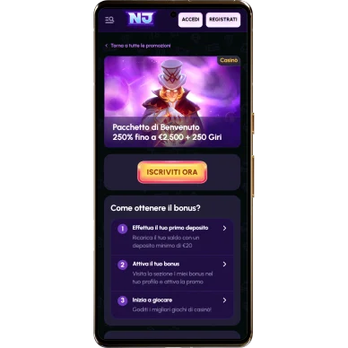 Bonus benvenuto NovaJackpot 2500 euro 250 free spins casino