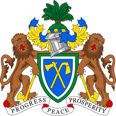 Государственный герб Гамбии, принятый в 1964 году незадолго до обретения страной независимости