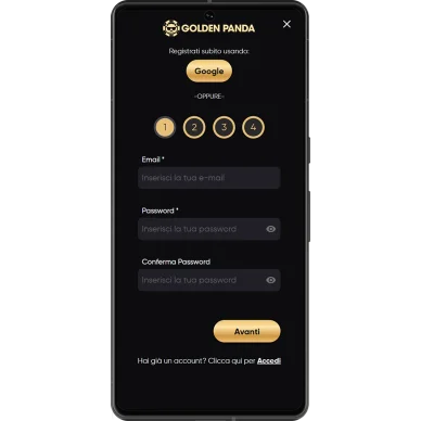Golden Panda Casino registrazione account login creazione profilo gioco online