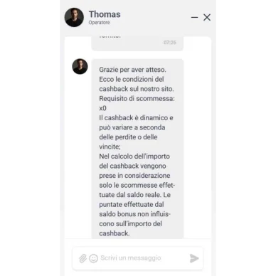 Cosa mi ha risposto il supporto sul rakeback Chat con il supporto che spiega le condizioni del rakeback