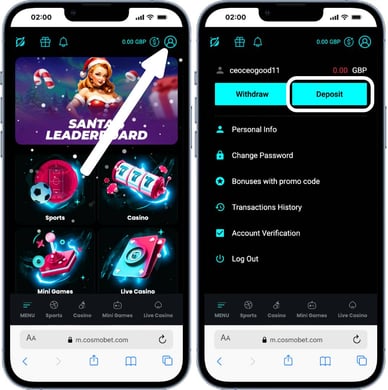 cosmobet casino deposit
