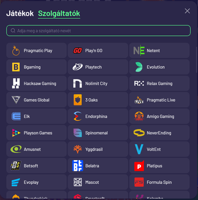 TuffPuff kaszinó szolgáltatói