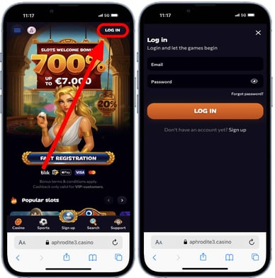aphrodite casino online login