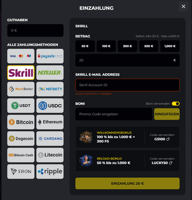 Einzahlung Wie tätigt man eine Einzahlung?