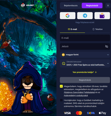 Goldbet online kaszinó regisztráció