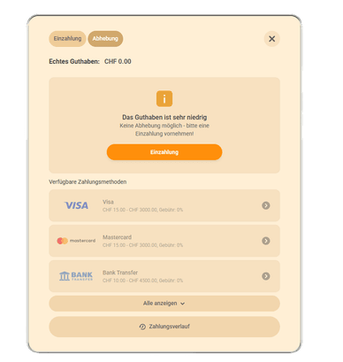 Auszahlungsmethoden Auszahlungsmethoden im Vegasino-Casino