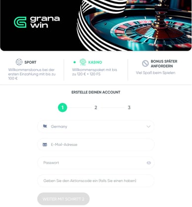 Registrierung in Casino Grana Win Registrierung