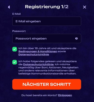 Registrierungsprozess im X3bet Casino DE