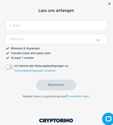 Cryptorino Casino DE Registrierung