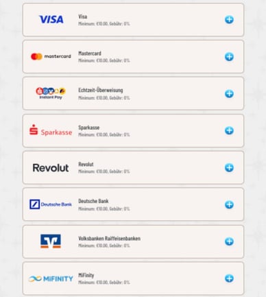 Einzahlung im Casino Wyns Casino Online Deposit