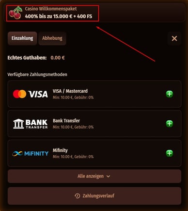 Neue Online Casino mit Startguthaben Einzahlung
