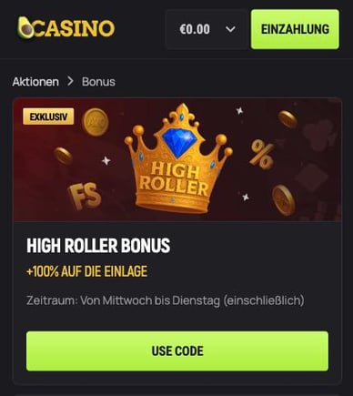 High Roller Bonus im AvoCasino Online