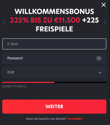 Anmeldung im Casino Registrierung im 1Red Casino