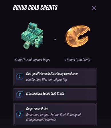 Bonus Crab Bereich im Online Casino Casino Winrolla Bonus Crab