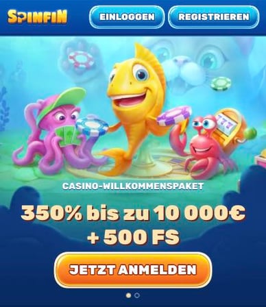 Willkommensangebot im Online Casino Spinfin Casino Willkommensbonus