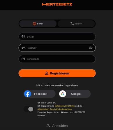 Im Hertzbetz Casino registrieren