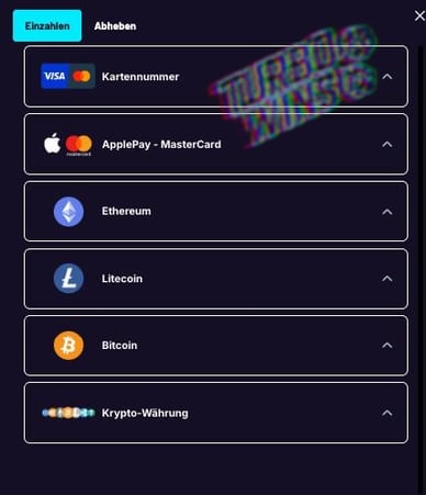 Einzahlungsmethoden bei Turbo Wins Online